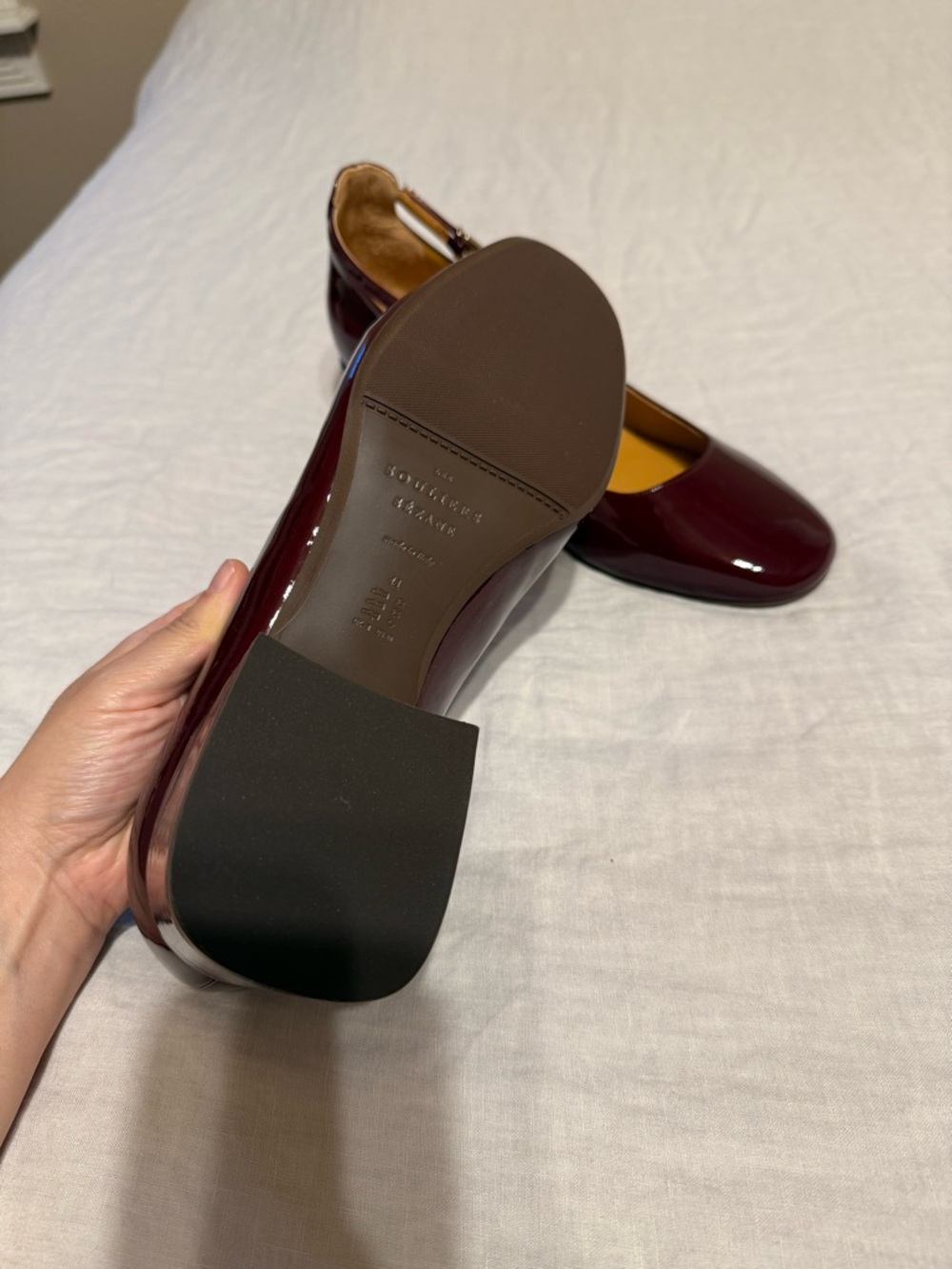 NWT Sezane Melanie Mary Janes US10 Block Heel Pumps in Burgundy - Picture 5 of 6